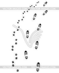 Footprints, turn right - vector image