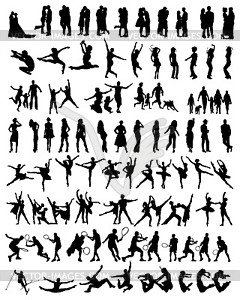 Collection of people silhouettes - vector clipart