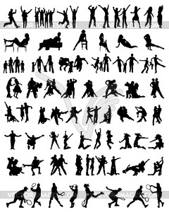 Collection of people silhouettes  - vector image