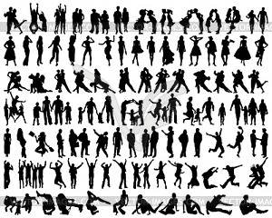 Collection of people silhouettes  - vector image