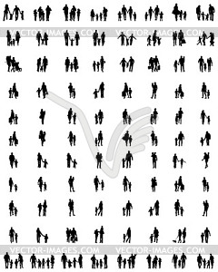 Families in walk - vector clip art