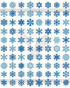 Различные синие снежинки - изображение в векторном формате