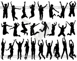 Silhouettes of  jumping - vector image