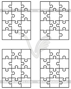 Four white puzzles - vector image