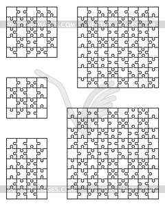 Puzzles, separate pieces - white & black vector clipart