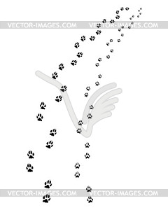 Black footprints of dogs - white & black vector clipart