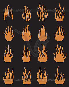 Icons of fire flames - vector clip art