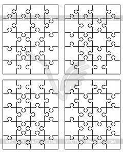 Четыре разных белых головоломки - изображение в формате EPS