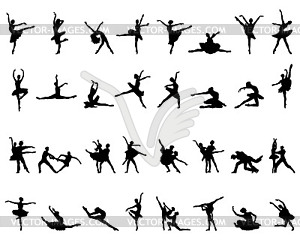 Silhouettes of ballerinas - vector image