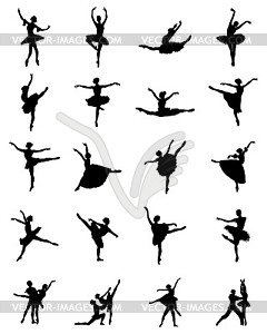 Black silhouettes of ballerinas  - vector image