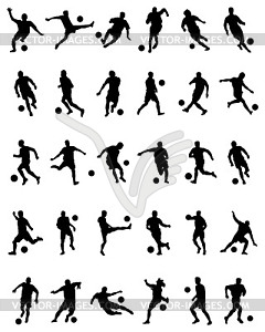 Black silhouettes of football players  - vector clipart
