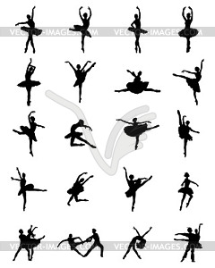 Black silhouettes of ballerinas - vector image