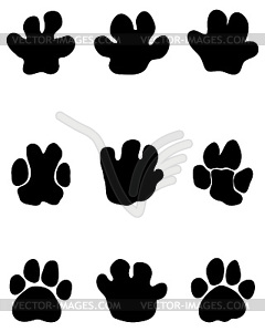Black footprints of hippopotamus - vector clip art