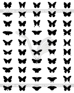 Black silhouettes of butterflies - vector clip art