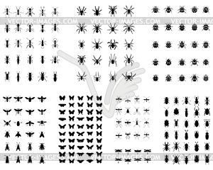 Black silhouettes of insects - royalty-free vector image