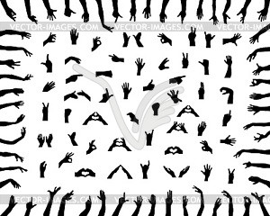 Silhouettes of hands - vector image