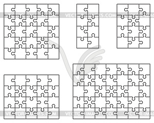  parts of white puzzles - vector image