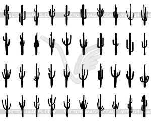 Silhouettes of different cactus - vector clip art
