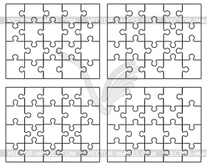 Parts of four white puzzles - vector clipart