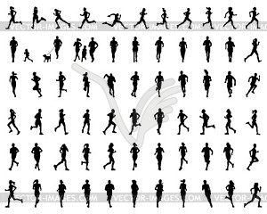 Black silhouettes of runners - vector clipart