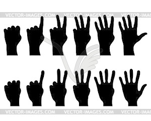 Hands silhouettes, finger count  - vector clip art