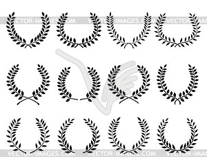 Black silhouettes of laurel wreaths - vector clip art