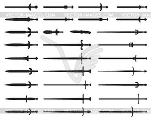 Black silhouettes of swords - vector image