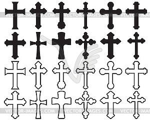 Черные силуэты крестов  - векторизованное изображение