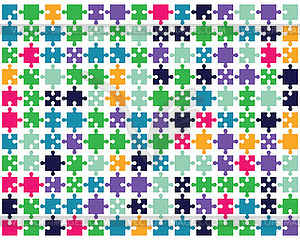 Colorful shiny puzzle, separate pieces - royalty-free vector clipart