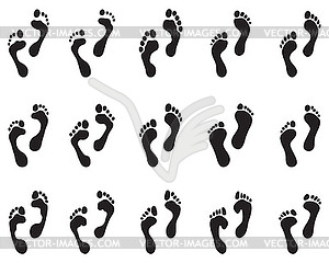 Black prints of human feet  - vector image