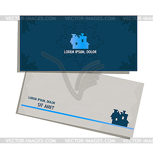 Business card with logo building - vector clipart
