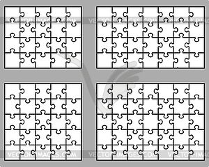 Four white puzzles - vector clipart