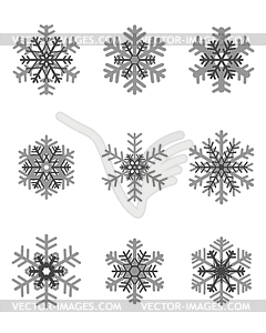 Различные серые снежинки - клипарт в векторе / векторное изображение