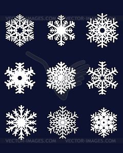 Белые снежинки - векторный дизайн