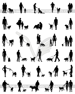 People with dogs - vector clipart