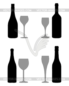 Glasses and bottles - vector clip art