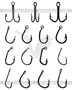 Fishing hooks - vector clip art