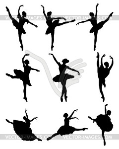 Silhouettes of ballerinas - vector clipart