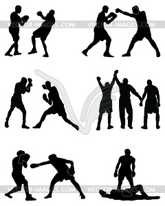 Boxers in fight - vector image