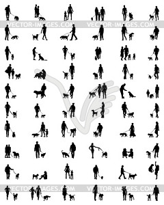 People with dogs - vector EPS clipart