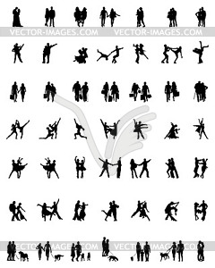 Silhouettes of couples - vector clip art