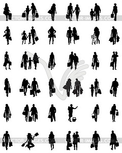 Silhouettes of shopping - vector clip art