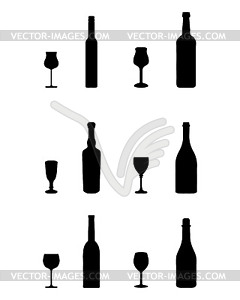 Glasses and bottles - vector clip art