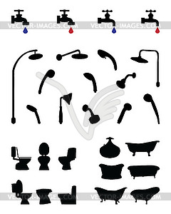 Silhouettes of bathroom elements - vector image