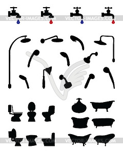 Силуэты элементов ванной - векторный дизайн