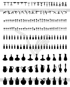 Bottles, glasses and corkscrew - vector clipart