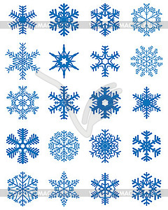 Different blue snowflakes - vector image