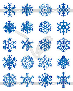 Различные синие снежинки - иллюстрация в векторном формате