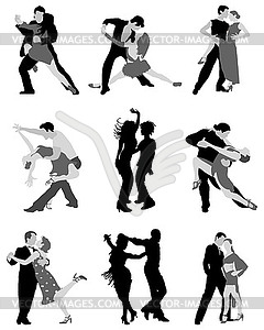 Illustrations of tango players - vector clipart