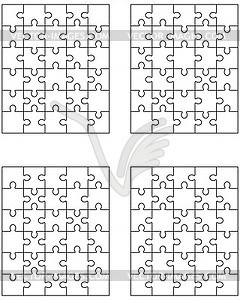 Four jigsaw puzzles - vector clipart